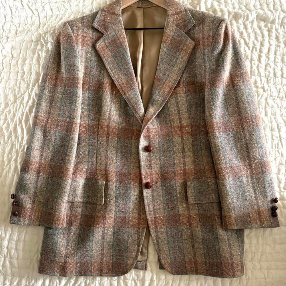 Vintage 70s doutrichs harrisburg plaid tweed blazer sport coat